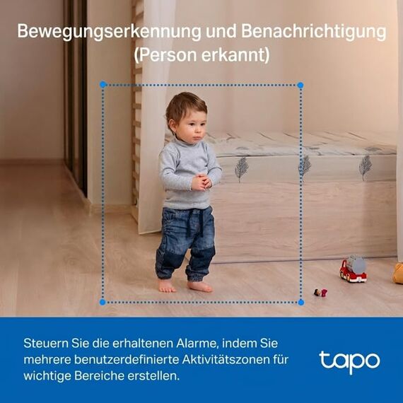 Tapo C201 360° WLAN-Überwachungskamera für Innenräume, 1080P, Nachtsicht, Bewegungserkennung, Zwei-Wege-Audio, kompatibel mit Alexa & Google Assistant, für Babys/Haustiere