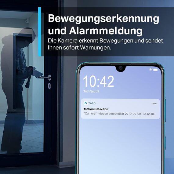 Tapo TP-Link C210 WLAN IP Kamera Überwachungskamera (Linsenschwenkung und Neigung, 3MP-Auflösung, 2-Wege-Audio, Nachtsicht zu 9m, bis zu 256 GB lokaler Speicher) Weiß/Schwarz, 1 Stück (1er Pack)