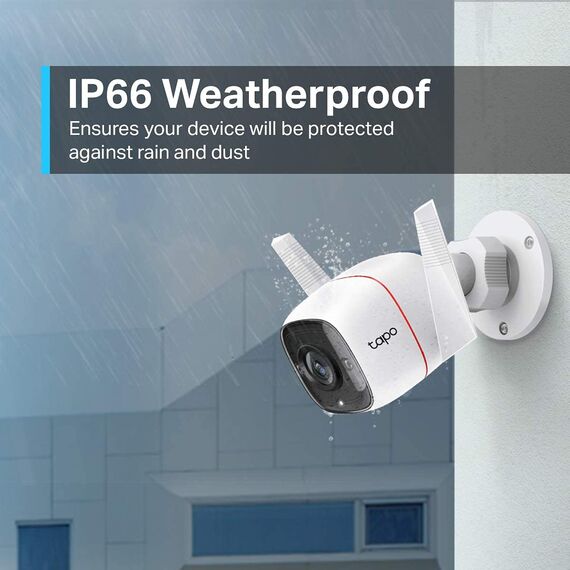 Tapo TP-Link C310P2 Überwachungskamera Außen, WLAN IP Kamera, 3MP Hochauflösung, 30m Nachtsicht, Bewegungserkennung, IP66,Alarmmeldung, Zwei Wege Audio,unterstützt Alexa & Google Assistant, 2 Stück