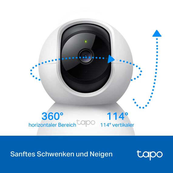 Tapo TP-Link C200 360°-WLAN-Überwachungskamera für den Innenbereich, FHD 1080P, Nachtsicht, Bewegungserkennung, Zwei-Wege-Audio, kompatibel mit Alexa und Google Assistant, für Babys/Haustiere