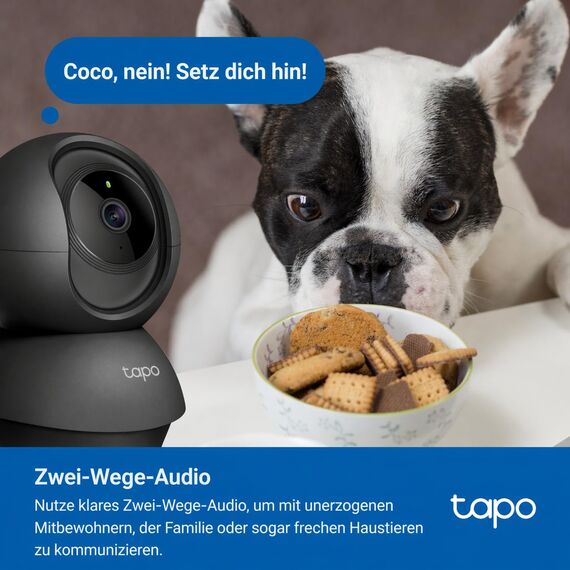 Tapo C201 360° WLAN-Überwachungskamera für Innenräume, 1080P, Nachtsicht, Bewegungserkennung, Zwei-Wege-Audio, kompatibel mit Alexa & Google Assistant, für Babys/Haustiere