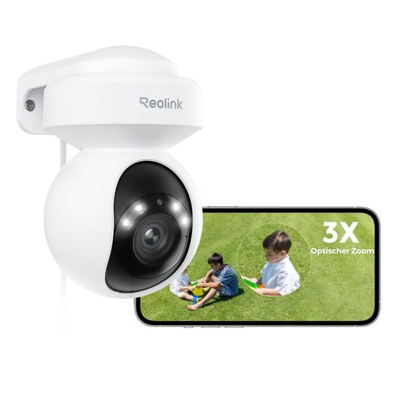 Reolink 4K Wi-Fi 6 PTZ Überwachungskamera Aussen mit Auto-Tracking, 3X Optischem Zoom, 2,4/5GHz WLAN Kamera Outdoor, Person/Auto/Tiererkennung, Farbnachtsicht, 2-Wege-Audio, E1 Outdoor Pro