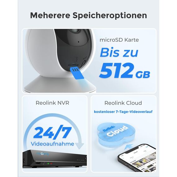 Reolink WLAN IP Kamera Indoor Schwenkbar, 2K 3MP Hund Haustier Indoor Kamera, 2,4 GHz WLAN Überwachungskamera Innen, Zwei-Wege-Audio, Baby Monitor mit Personen-/Haustiererkennung, E1