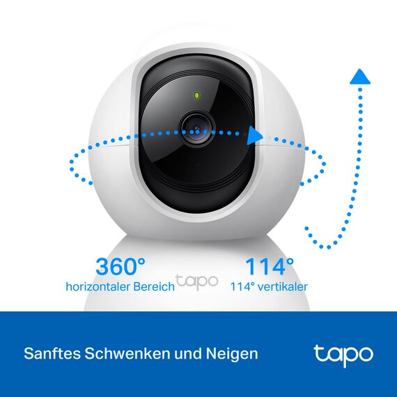Tapo TP-Link C200P2 360° Überwachungskamera für den Innenbereich, 1080P, Nachtsicht, Bewegungserkennung, Zwei-Wege-Audio, kompatibel mit Alexa&Google Assistant, für Babys/Haustiere, 2 stück C200