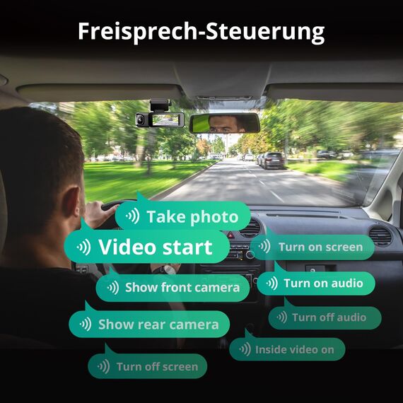 BOTSLAB 4K 3-Kanal Dashcam Auto Vorne Hinten, 3 Channel 4K+1080P+1080P, GPS 5.8GHz WiFi Dash Cam mit 128GB SD Karte, 3.18",Super Nachtsicht,WDR, Sprachbefehl,G-Sensor,Loop-Aufnahme,Parküberwachung