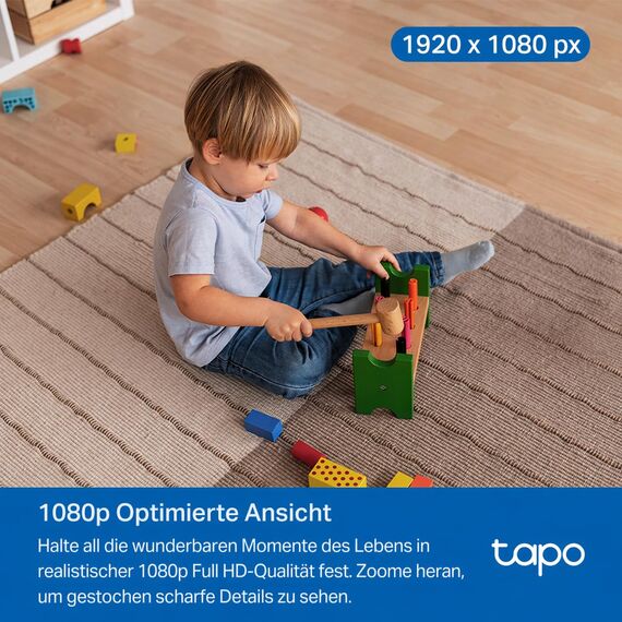 Tapo C201 360° WLAN-Überwachungskamera für Innenräume, 1080P, Nachtsicht, Bewegungserkennung, Zwei-Wege-Audio, kompatibel mit Alexa & Google Assistant, für Babys/Haustiere