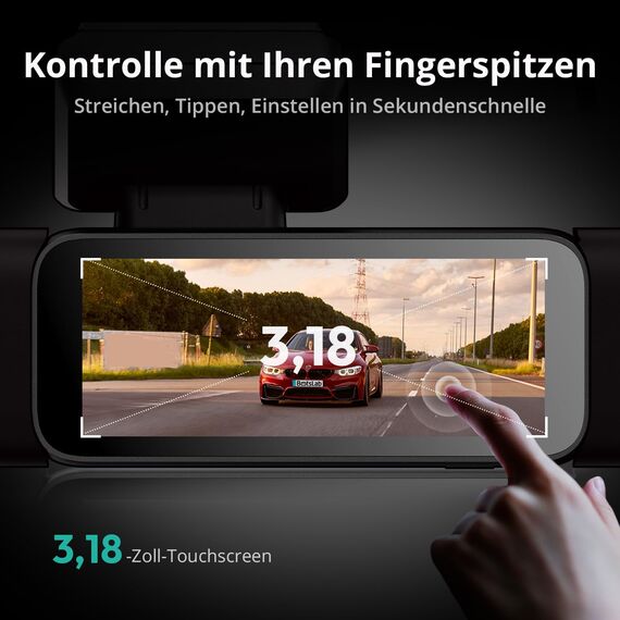 BOTSLAB 4 Kanal Dashcam Auto Vorne Hinten, 4 Channel 3K+3 * 1080P, Autokamera mit 128GB SD Karte, GPS 5GHz WiFi,3.18" IPS-Bildschirm,Super Nachtsicht,WDR, G-Sensor,Loop-Aufnahme,Parküberwachung