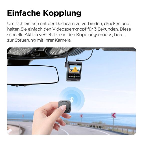 VIOFO BTR200 Bluetooth Fernbedienung für A229 Reihe / A329 Reihe / A119 Mini 2/A119M Pro/ A139 Reihe/ VS1 Dashcam, Tastenanpassung, Wi-Fi/HDR/Mik EIN/AUS usw. Beim Notfall das Video sperren