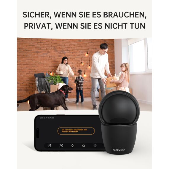 CZEview 3K 5MP Überwachungskamera Innen, 2,4/5Ghz Dual-Band WLAN Kamera Überwachung Innen, Hundekamera Haustierkamera mit APP, 360° Kamera Indoor, Zwei-Wege-Audio, Nachtsicht