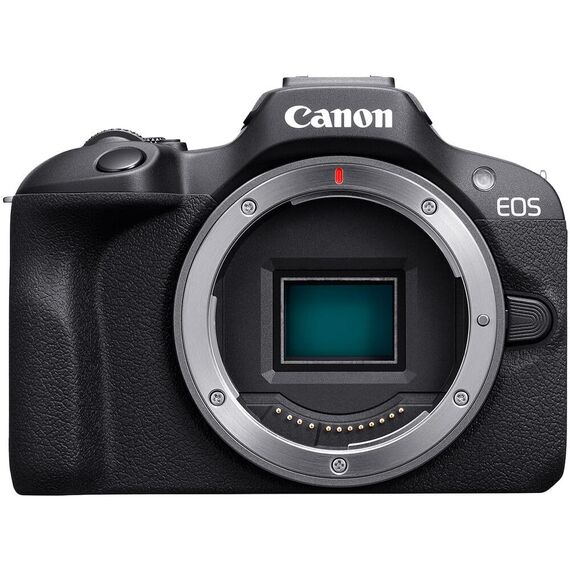 Canon EOS R100 Systemkamera Gehäuse (Spiegellose Digitalkamera mit Autofokus, 4K Videokamera, 24,1 Megapixel, Motiverkennung für Augen, WLAN, Bluetooth, Kompatibel mit Canon RF Objektiven) schwarz