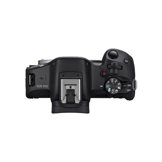 Canon EOS R50 Systemkamera - Spiegellose Kamera (Digitalkamera mit Autofokus + Motiverkennung für Personen Augen Tiere Fahrzeuge, 4K Video, 15 Bilder pro Sekunde, WiFi, schwenkbares Touch-Display)