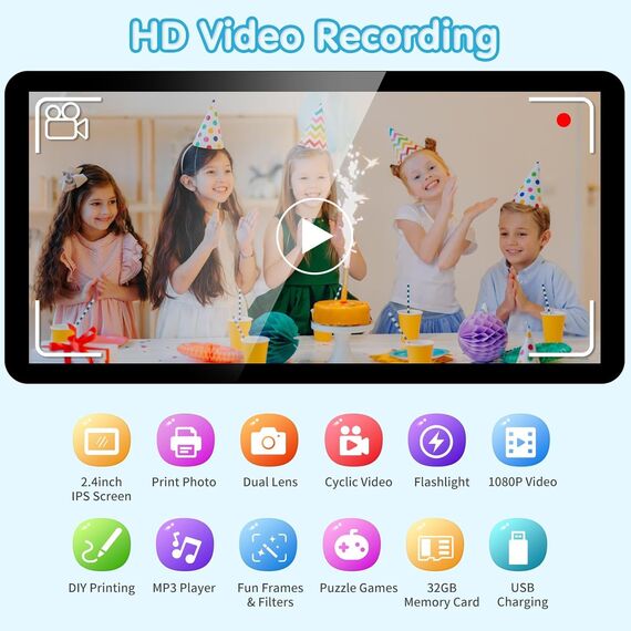 Sofortbildkamera Kinder Mit Selfie,kinderkamera 1080P HD Sofortdruck von Fotos,Geburtstagsgeschenk Weihnachten 5Geschenk Spielzeug ab 3 4 5 6 8 7 9 10 11 Jahre Mädchen Jungen (Dunkelbraun)