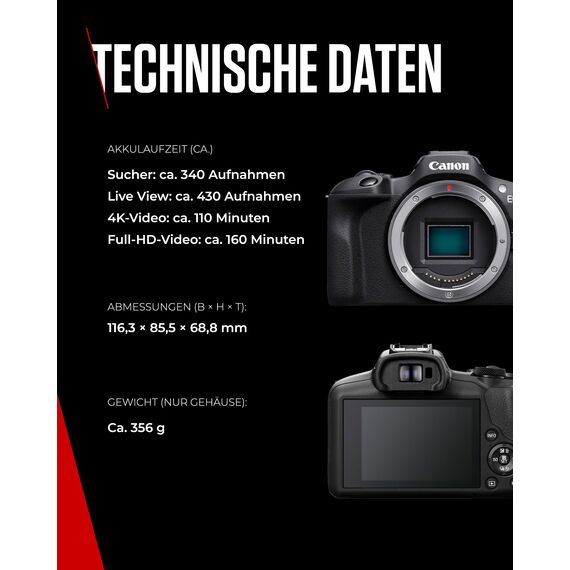 Canon EOS R100 + RF-S 18-45mm F4.5-6.3 is STM Objektiv + Kameratasche + 64GB SD-Karte (Spiegellose Digitalkamera, 4k Videokamera, 24,1 Megapixel, Bildstabilisator, Objektivsteuerring, WLAN) schwarz