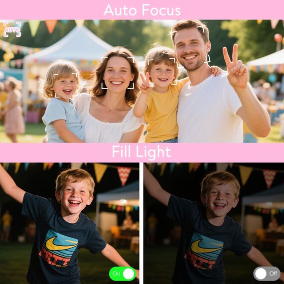 HERBYD Digitalkamera 4K Fotokamera 64MP Kamera Fotoapparat Tragbare Kompaktkamera mit 2,8" LCD Bildschirm, 18X Digitalzoom, 32GB SD Karte, 1 Schlüsselband für Kinder Teenager Anfänger (Rosa)