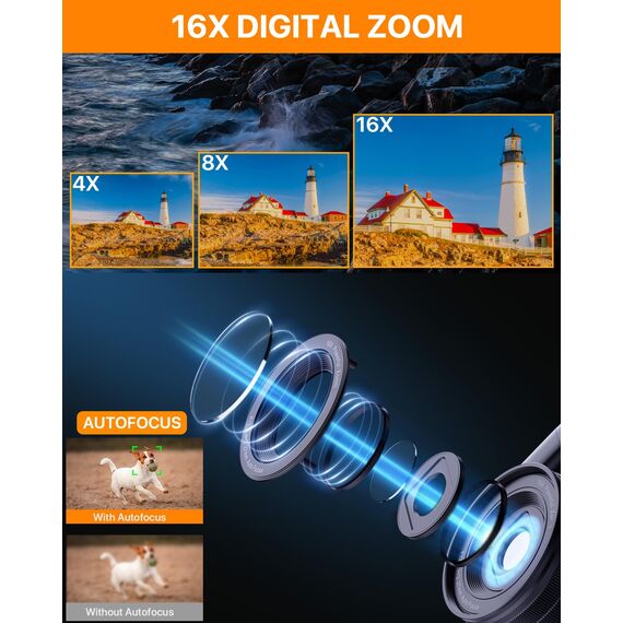 Digitalkamera 4K，64 MP Fotokamera Dual Kamera Anti-Shake Vlogging Fotokamera mit 32GB Speicherkarte, 16X Digitalzoom, 2 Akkus& Ladegerät，und Einsteiger Kompaktkamera für Jugendliche