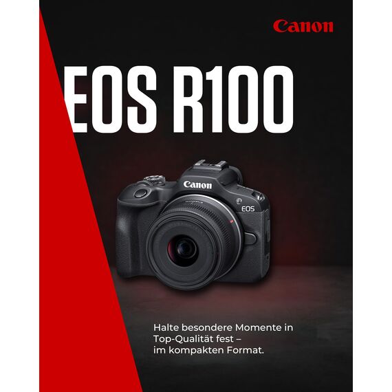 Canon EOS R100 mit RF-S 18–45mm – 24,1 MP APS-C Systemkamera – Dual Pixel AF, 4K-Video, 6,5 B/s, Augen- & Gesichtserkennung, WLAN & Bluetooth - Perfekt, um kostbare Erinnerungen festzuhalten