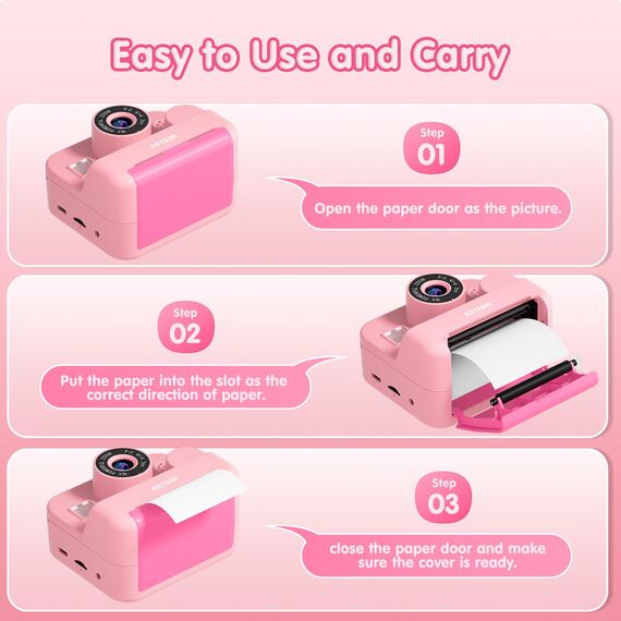 Sofortbildkamera Kinder Mit Selfie,kinderkamera 1080P HD Sofortdruck von Fotos,Geburtstagsgeschenk Weihnachten 5Geschenk Spielzeug ab 3 4 5 6 8 7 9 10 11 Jahre Mädchen Jungen (Rot)