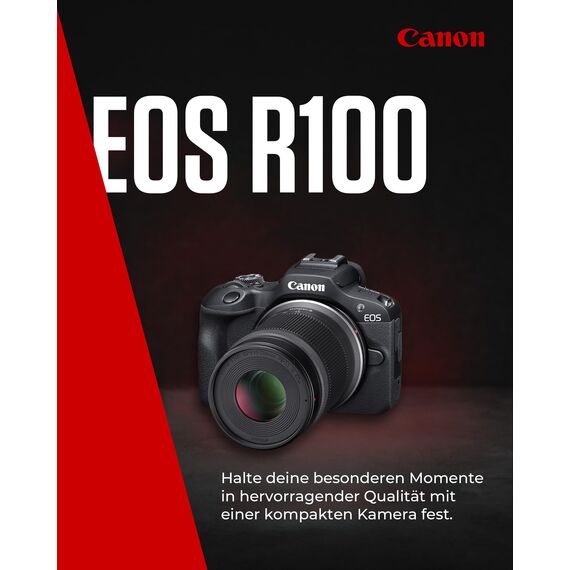 Canon EOS R100 (Gehäuse) mit RF-S 18–45mm & 55–210mm is STM – 24,1 MP APS-C Systemkamera – Dual Pixel CMOS AF, 4K-Video, 6,5 B/s, WLAN & Bluetooth - Perfekt, um kostbare Erinnerungen festzuhalten