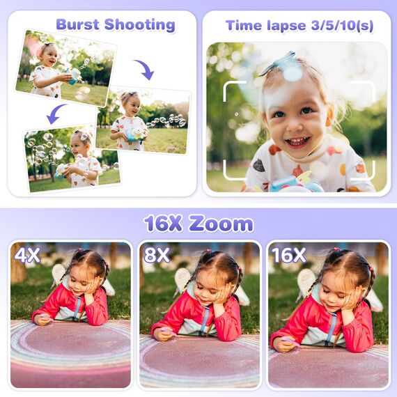 Sofortbildkamera Kinder Mit Selfie,kinderkamera 1080P HD Sofortdruck von Fotos,Geburtstagsgeschenk Weihnachten 5Geschenk Spielzeug ab 3 4 5 6 8 7 9 10 11 Jahre Mädchen Jungen (Rosa)