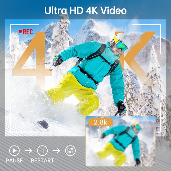 4K 64MP Digitalkamera mit Dual-Kameras Vorne und Hinten, Autofokus Kamera Fotokamera Kompakte Vlogging Kamera 2,8 Zoll Bildschirm, 18X Digitalzoom, 32G Karte für Kinder, Jugendliche (Dunkelgrau)