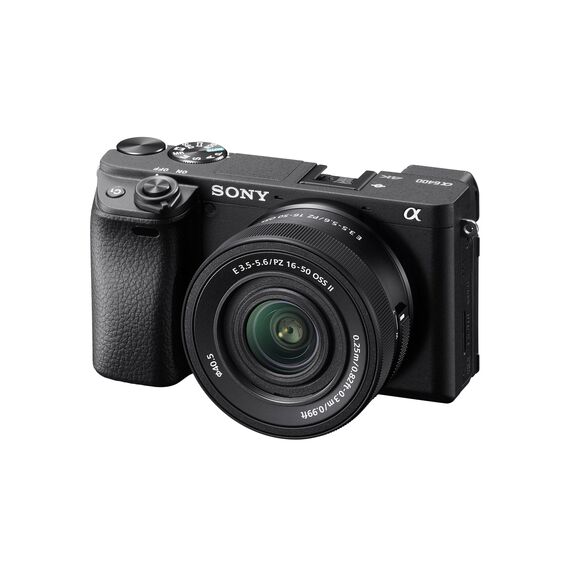 Sony Alpha 6400 APS-C Spiegellose Kamera mit 16-50mm Objektiv (Schneller 0,02s Autofokus mit Augenerkennung für Mensch und Tier, 4K-Filmaufnahmen und neigbares Display für Vlogging)