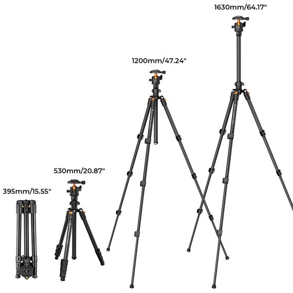 K&F CONCEPT O234A1 Handy Stativ,163cm Kamerastativ, Tripod für unterwegs, Stativ für Smartphone mit Handyhalterung, Aluminium Reisestativ