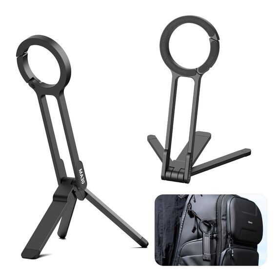 ULANZI MA30 3-in1 Magnetisches Handy Stativ Aluminium, Karabiner Förmige Maglock Schnellhalterung, Faltbar Ständer Smartphone, Mini Selfie Stick Tripod Kompatibel für iPhone 17 16 15 14 12 Magsafe