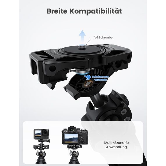 Lamicall Handy Stativ, Mini Stativ Halter - Handy Halterung Kamerastativ für Smartphone & Kamera, Flexible Handystativ mit Kabellose Fernbedienung, 360° Pocket Tripod für iPhone 17/16/15, für GoPro