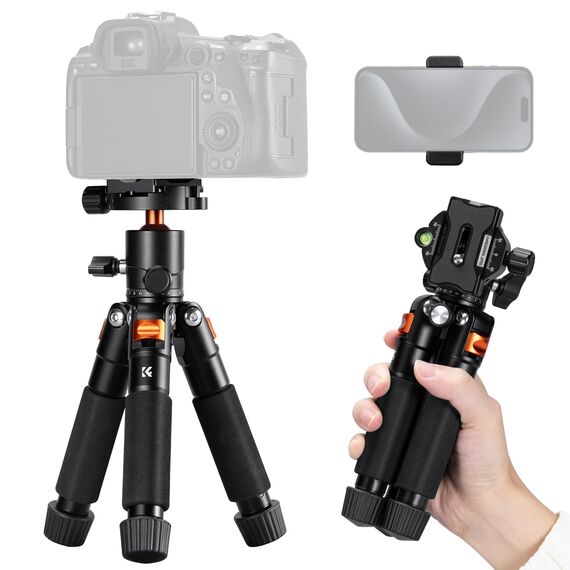 K&F CONCEPT Mini Stativ, 55cm Aluminium kompaktes Kamera Stativ mit 360° Kugelkopf, Faltbares Design für einfache Lagerung und reisefreundlich, 1/4" Platte für DSLR/Smartphone usw. Max. Belastung 6KG