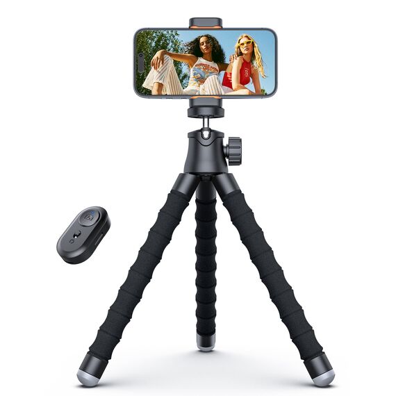 Mini Handy Stativ für Smartphone, Flexibler 360° Drehbarer Tripod mit Fernauslöser, Tragbarer Kamera Ständer Handy-Foto & Videokits Kompatibel mit iPhone, Galaxy