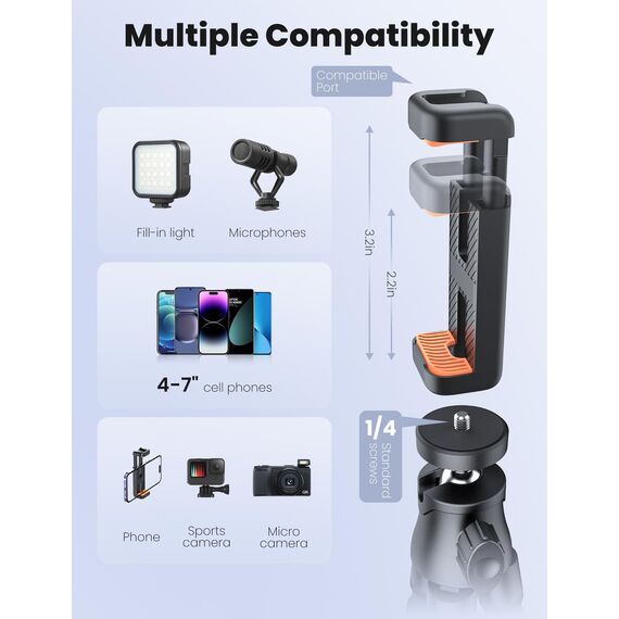 Mini Handy Stativ für Smartphone, Flexibler 360° Drehbarer Tripod mit Fernauslöser, Tragbarer Kamera Ständer Handy-Foto & Videokits Kompatibel mit iPhone, Galaxy