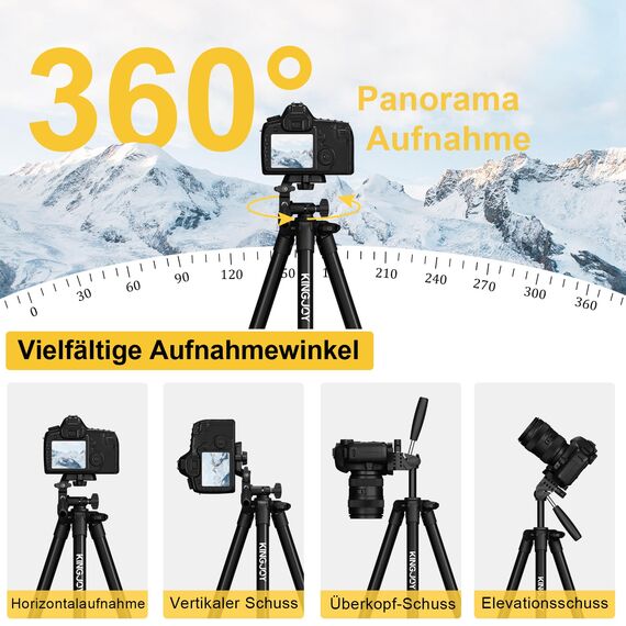 KINGJOY Handy Kamera Stativ 71" Leichtes Smartphone Stativ mit Fernauslöser, 360°Drehung Tragbar Tripod mit Tablet Handyhalterung für Canon Nikon Action Kamera