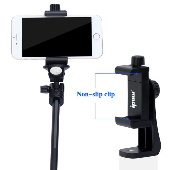 Ipow Universal Handy Stativ Adapter Smartphone Halterung Kompatible mit Stativ Tripod Selfie Stick Monopod mit Standard 1/4"-20 Schraubenkopf, für iPhone Samsung Huawei u.m (Schwarz)