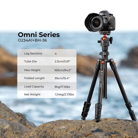 K&F CONCEPT O234A1 Handy Stativ,163cm Kamerastativ, Tripod für unterwegs, Stativ für Smartphone mit Handyhalterung, Aluminium Reisestativ
