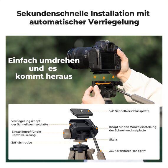 K&F CONCEPT Kamerastativ S255A3+BV01,Leichtes Stativ mit Tasche,190cm Handystativ,Tripod für Canon Nikon Sony Kamera/DSLR/Camcorder, Stativ für Smartphone,Reisestativ mit Handy-Tablet-Halterung(Grau)