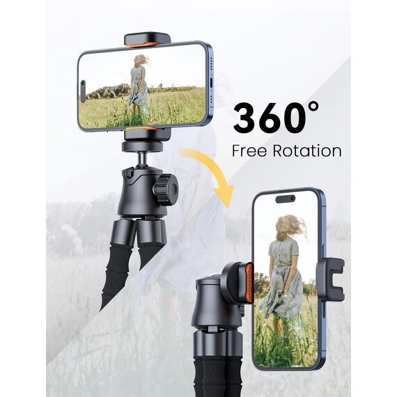 Mini Handy Stativ für Smartphone, Flexibler 360° Drehbarer Tripod mit Fernauslöser, Tragbarer Kamera Ständer Handy-Foto & Videokits Kompatibel mit iPhone, Galaxy