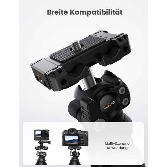 Lamicall Handy Stativ, Mini Stativ Halter - Flexible Handy Halterung Tripod für Smartphone & Kamera, 360° Pocket Tripod mit Kabellose Fernbedienung, Handystativ für iPhone 17/16/15, für GoPro, Samsung