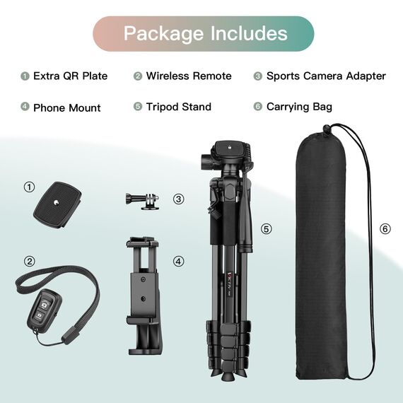 Victiv 2026 Upgrade Kamera Stativ, 174cm Verstellbares Camera Tripod, mehr Stabilität und Komfort, Aluminium Dreibein Stativ mit 3-Wege-Kopf für DSLR Canon Nikon Sony, Fotostativ für iPhone Smartphone