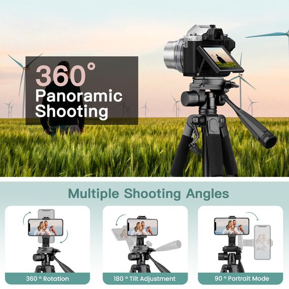 Victiv 2026 Upgrade Kamera Stativ, 174cm Verstellbares Camera Tripod, mehr Stabilität und Komfort, Aluminium Dreibein Stativ mit 3-Wege-Kopf für DSLR Canon Nikon Sony, Fotostativ für iPhone Smartphone