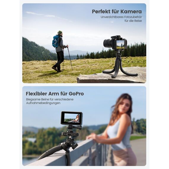 Lamicall Handy Stativ, Mini Stativ Halter - Flexible Handy Halterung Tripod für Smartphone & Kamera, 360° Pocket Tripod mit Kabellose Fernbedienung, Handystativ für iPhone 17/16/15, für GoPro, Samsung