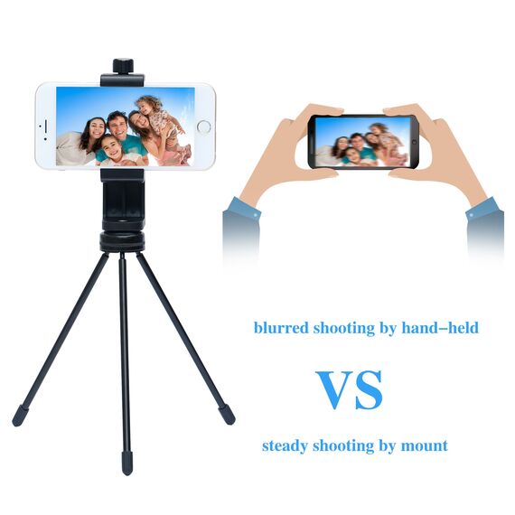 Ipow Universal Handy Stativ Adapter Smartphone Halterung Kompatible mit Stativ Tripod Selfie Stick Monopod mit Standard 1/4"-20 Schraubenkopf, für iPhone Samsung Huawei u.m (Schwarz)
