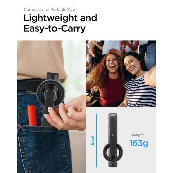 Spigen MagSafe Selfie Stick Stativ [Wondersnap] [MagFit-Technologie & Bluetooth] Tripod kompatibel mit iPhone 16/15/14/13 Serien, Galaxy S25/S24/S23 und Allen Smartphones - Majestic Black