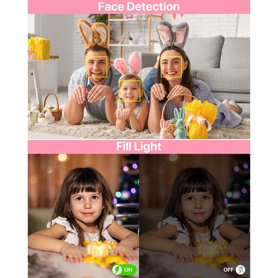Digitalkamera 1080P 44MP Fotokamera 16X Digitalzoom Kamera, Vlogging Fotoapparat Kompaktkamera mit 2,4" LCD Bildschirm, 32G Micro Speicherkarte, 1 Akku für Kinder Teenager Studenten Anfänger-Rosa