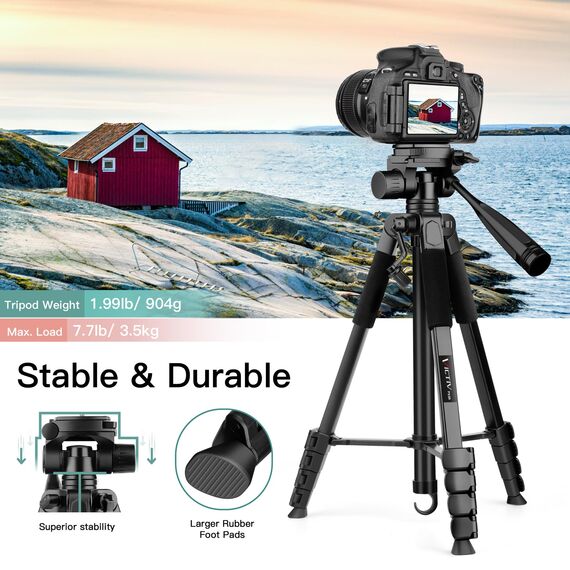 Victiv 2026 Upgrade Kamera Stativ, 174cm Verstellbares Camera Tripod, mehr Stabilität und Komfort, Aluminium Dreibein Stativ mit 3-Wege-Kopf für DSLR Canon Nikon Sony, Fotostativ für iPhone Smartphone