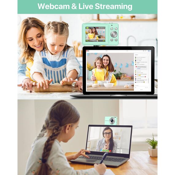Digitalkamera 1080P 44MP Fotokamera 16X Digitalzoom Kamera, Vlogging Fotoapparat Kompaktkamera mit 2,4" LCD Bildschirm, 32G Micro Speicherkarte, 1 Akku für Kinder Teenager Studenten Anfänger-Grün