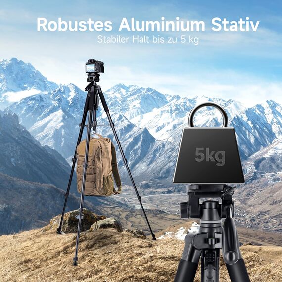 Rollei Compact Traveler Star S4, 188cm Kamera Stativ Leicht Kompakt aus Aluminium Fotostativ mit Kugelkopf für DSLR Dreibeinstativ für Smartphone mit Handyhalterung, Kamerastativ-Camera-Tripod