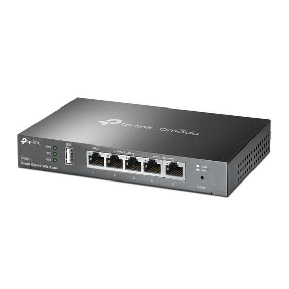 TP-Link ER605 Omada Gigabit VPN Router, Bis zu 3 Ethernet-WAN-Ports, Mobilfunknetzanbindung via USB, IPSec/PPTP/L2TP VPN Over IPSec/SSL Protokolle