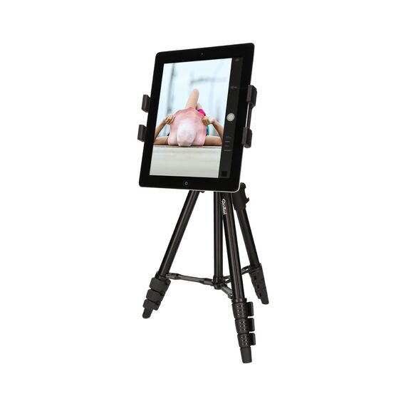 Rollei Tablet Halterung - universeller Halter für ihr Tablet mit 1/4“ Gewinde an der Rückseite, passend für Tablets bis zu 24 cm Breite - Schwarz