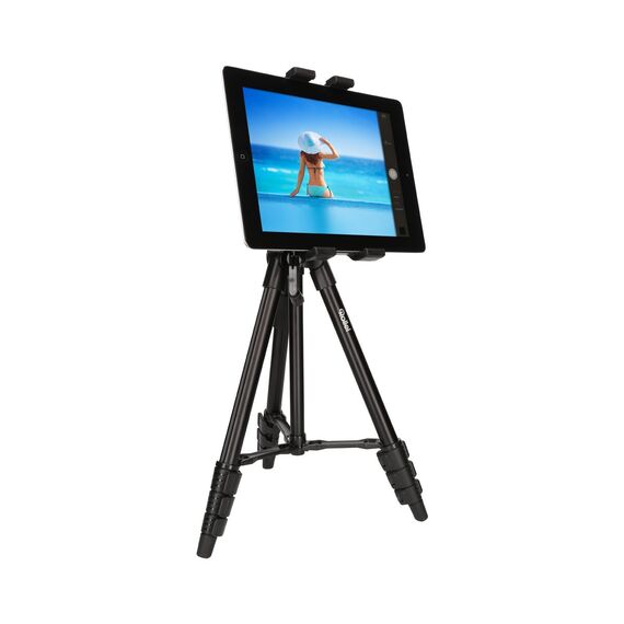Rollei Tablet Halterung - universeller Halter für ihr Tablet mit 1/4“ Gewinde an der Rückseite, passend für Tablets bis zu 24 cm Breite - Schwarz
