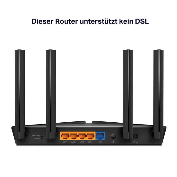 TP-Link Archer AX58 Wi-Fi 6 WLAN Router, Dualband AX3000, 5 Gigabit-Ports, WPA3, Kindersicherung, Gast-Netzwerk, keine DSL-Funktion